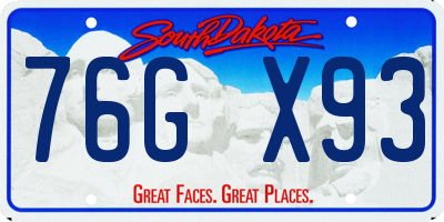 SD license plate 76GX93