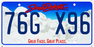 SD license plate 76GX96
