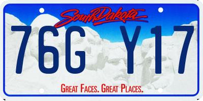 SD license plate 76GY17