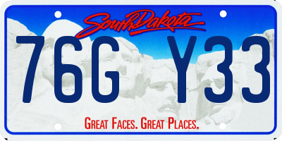 SD license plate 76GY33