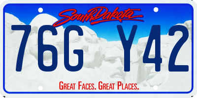 SD license plate 76GY42