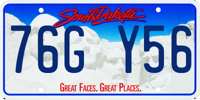 SD license plate 76GY56