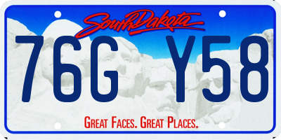 SD license plate 76GY58