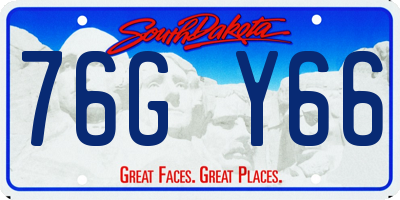 SD license plate 76GY66