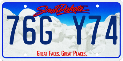 SD license plate 76GY74