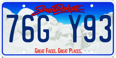 SD license plate 76GY93
