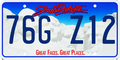 SD license plate 76GZ12