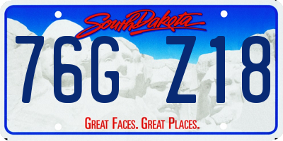 SD license plate 76GZ18