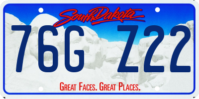 SD license plate 76GZ22