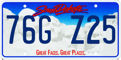 SD license plate 76GZ25