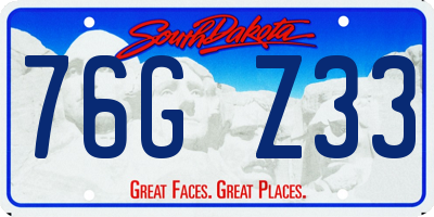 SD license plate 76GZ33