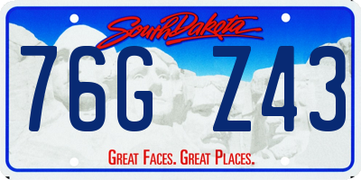 SD license plate 76GZ43