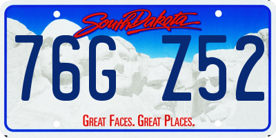 SD license plate 76GZ52