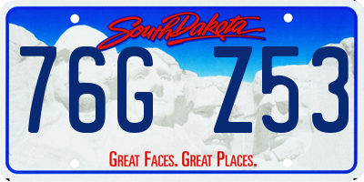 SD license plate 76GZ53