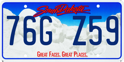 SD license plate 76GZ59