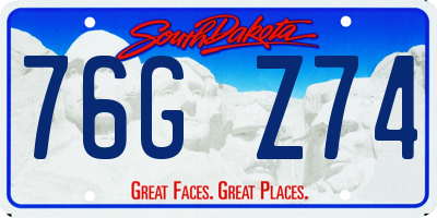 SD license plate 76GZ74