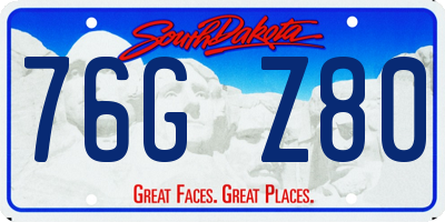 SD license plate 76GZ80