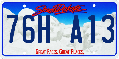 SD license plate 76HA13