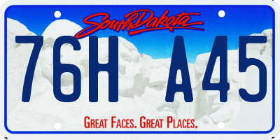 SD license plate 76HA45