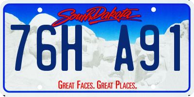 SD license plate 76HA91