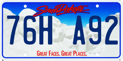SD license plate 76HA92