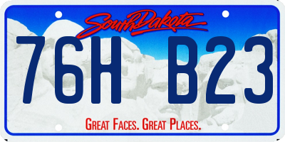 SD license plate 76HB23
