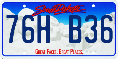 SD license plate 76HB36