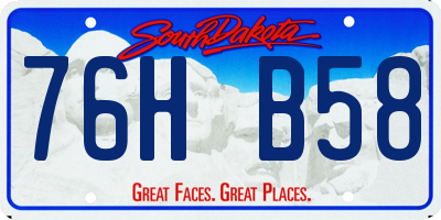 SD license plate 76HB58