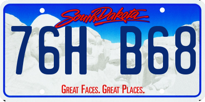SD license plate 76HB68