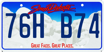 SD license plate 76HB74