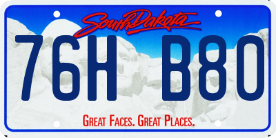 SD license plate 76HB80