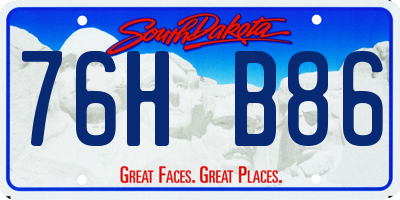 SD license plate 76HB86