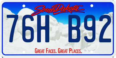 SD license plate 76HB92