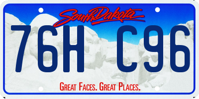 SD license plate 76HC96