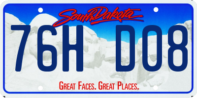 SD license plate 76HD08