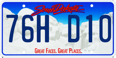 SD license plate 76HD10
