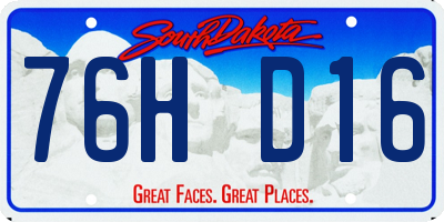 SD license plate 76HD16