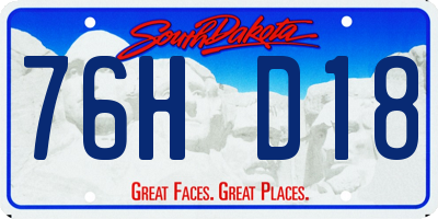 SD license plate 76HD18