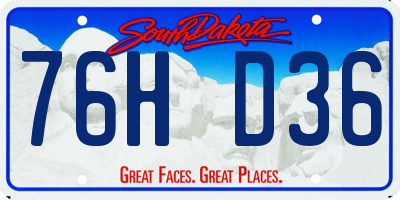 SD license plate 76HD36
