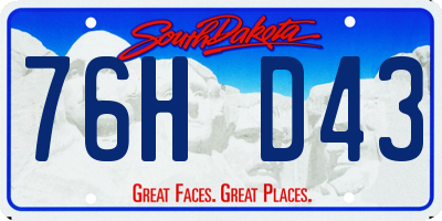 SD license plate 76HD43