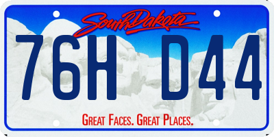 SD license plate 76HD44