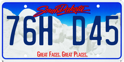 SD license plate 76HD45