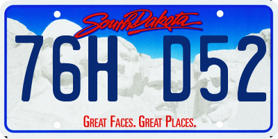 SD license plate 76HD52