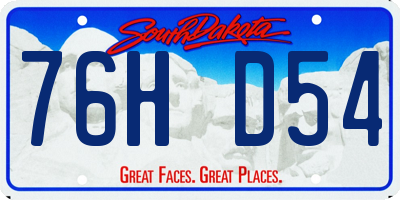 SD license plate 76HD54