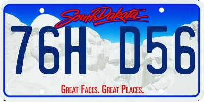 SD license plate 76HD56