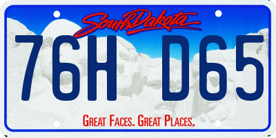 SD license plate 76HD65