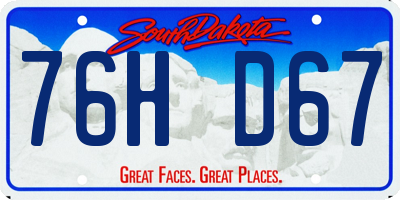 SD license plate 76HD67
