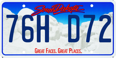SD license plate 76HD72