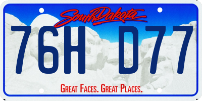 SD license plate 76HD77