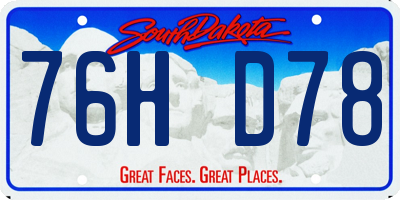 SD license plate 76HD78